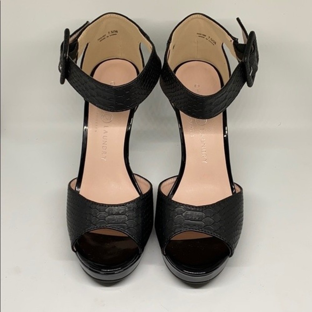 New Chinese Laundry Black Snake print Heels